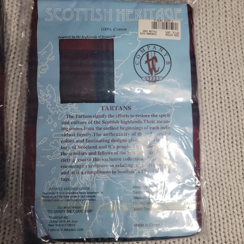 Scottish Heritage Cotton Tartan Plaid Euro and Standard Pillowcase Set Red Blue